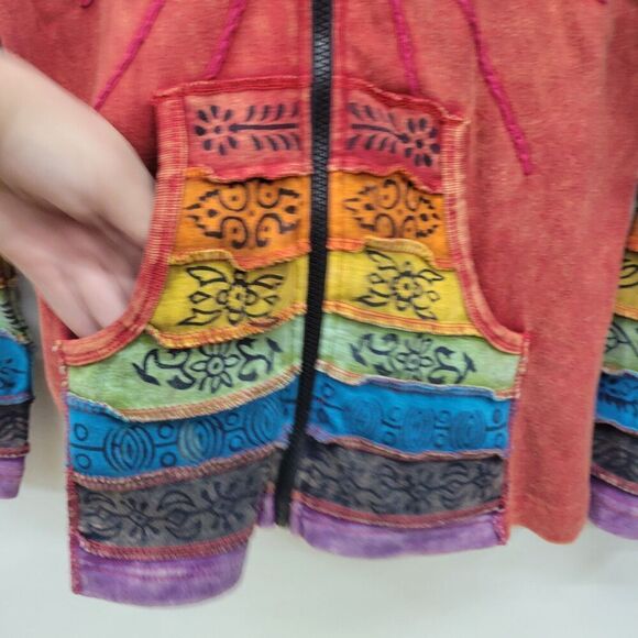 Boho Rainbow Sun Hoodie – S/M – Made in Nepal - Picture 5 of 8